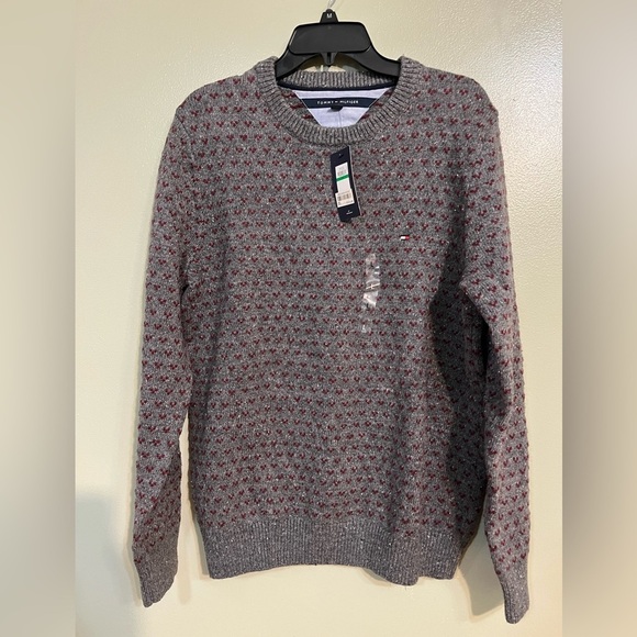 Tommy Hilfiger Gray and Red Patterned Sweater - Picture 1 of 11